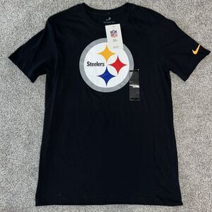 Nike Pittsburgh Steelers Black NFL Football Big Logo T Shirt S Adult (youth XL)